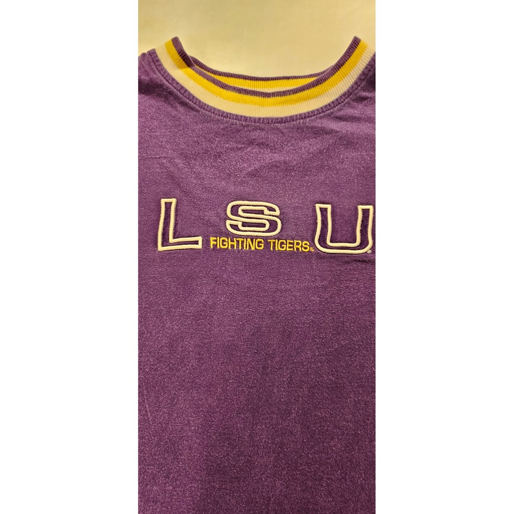 Active LSU Fighting Tigers Embroidered Purple‎ T-Shirt Mens Large Collegiate Tee